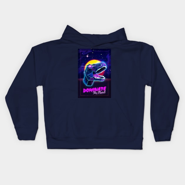 Electric Jurassic Rex - Dominate the Planet Kids Hoodie by forge22